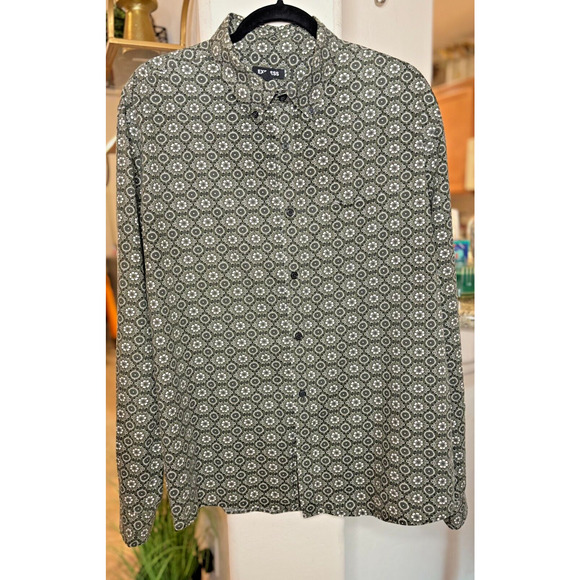 Express Men's Floral Geometric Long Sleeve Button up Shirt Large - Picture 2 of 5